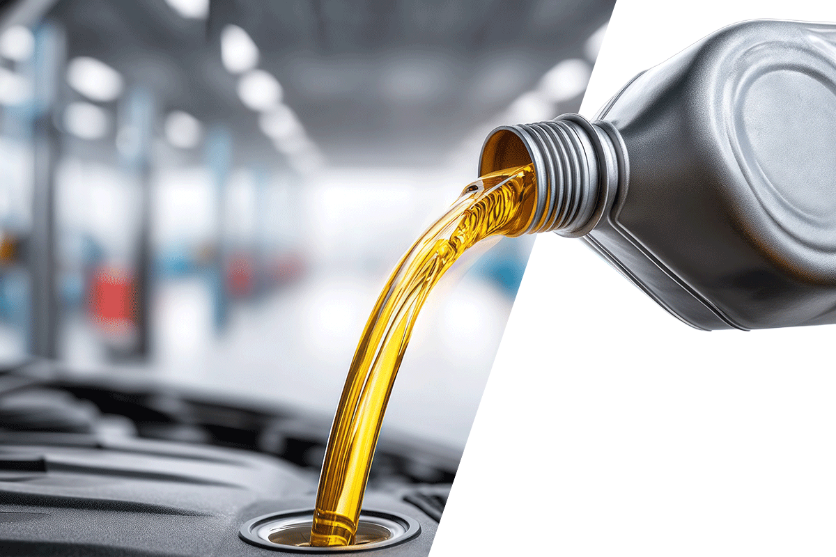 Ölflasche wo Motoröl in den Motor läuft